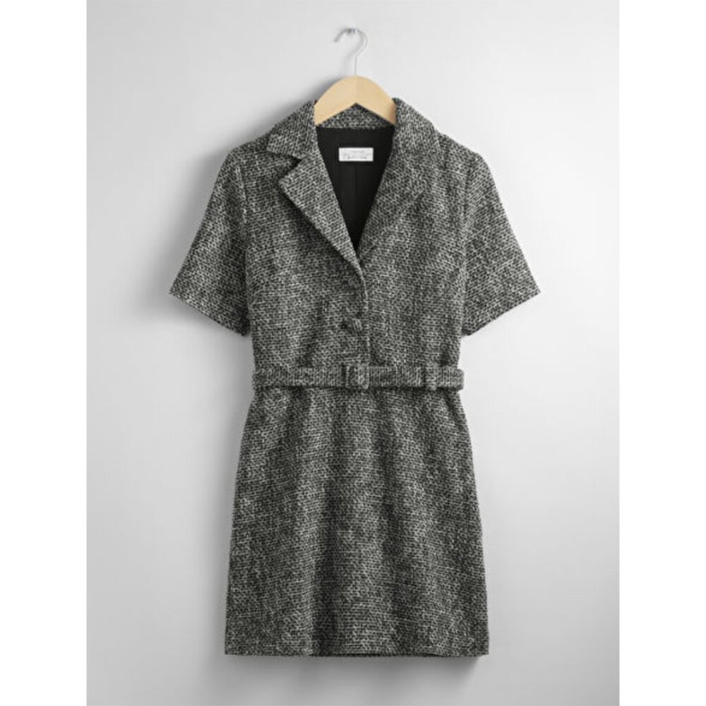 retro & other stories tweed belted mini dress never worn size 0